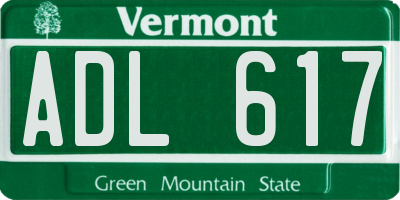 VT license plate ADL617