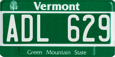 VT license plate ADL629