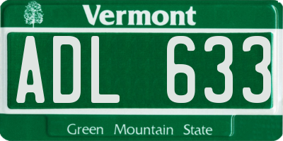 VT license plate ADL633