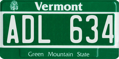 VT license plate ADL634