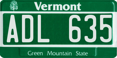 VT license plate ADL635