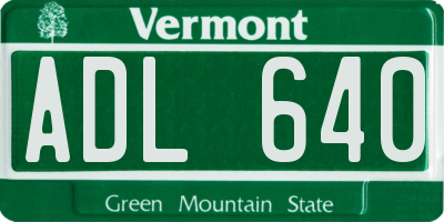 VT license plate ADL640