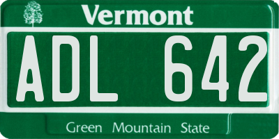 VT license plate ADL642