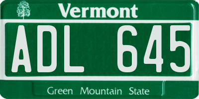 VT license plate ADL645
