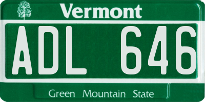 VT license plate ADL646