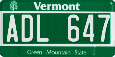 VT license plate ADL647
