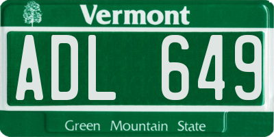 VT license plate ADL649