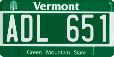 VT license plate ADL651
