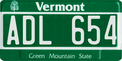 VT license plate ADL654