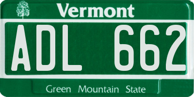 VT license plate ADL662