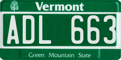 VT license plate ADL663