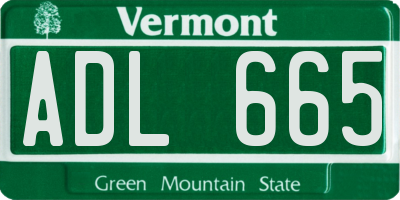 VT license plate ADL665