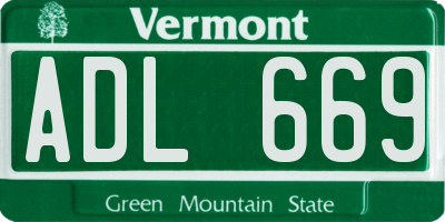 VT license plate ADL669