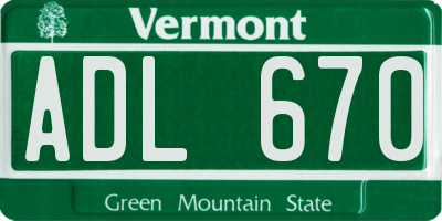 VT license plate ADL670