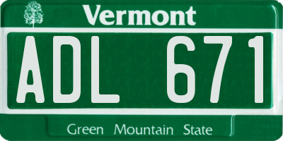 VT license plate ADL671