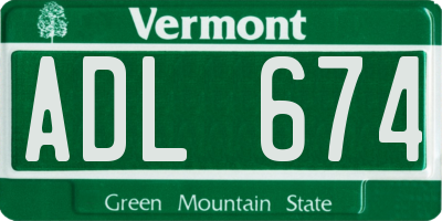 VT license plate ADL674