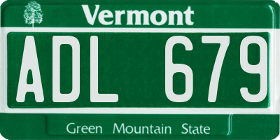 VT license plate ADL679