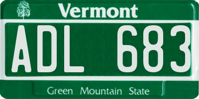 VT license plate ADL683