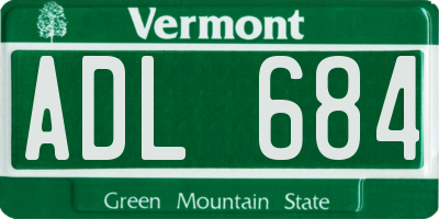 VT license plate ADL684