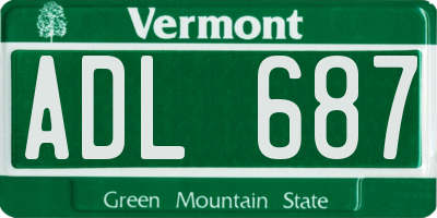 VT license plate ADL687