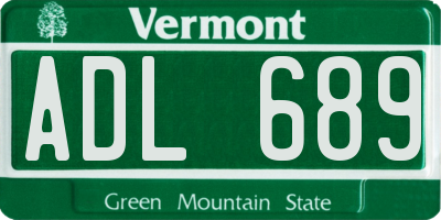 VT license plate ADL689