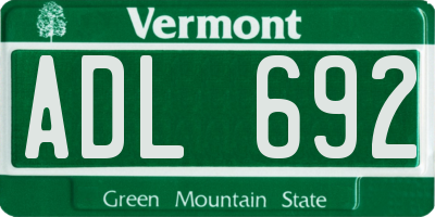 VT license plate ADL692