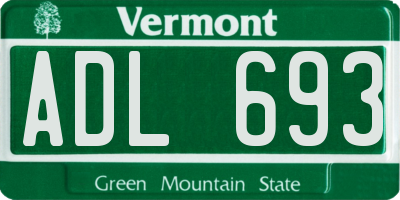VT license plate ADL693