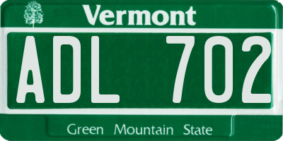 VT license plate ADL702