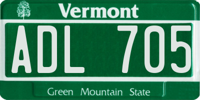 VT license plate ADL705