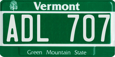 VT license plate ADL707