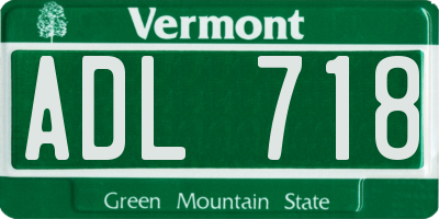 VT license plate ADL718