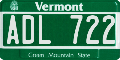 VT license plate ADL722