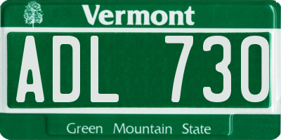 VT license plate ADL730