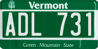 VT license plate ADL731