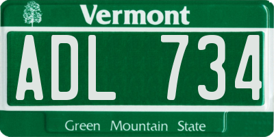 VT license plate ADL734