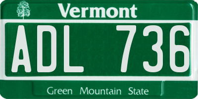 VT license plate ADL736
