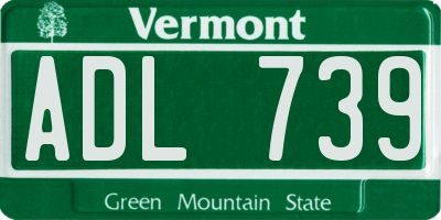 VT license plate ADL739