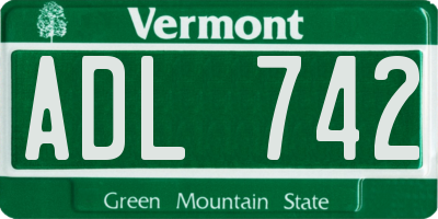 VT license plate ADL742