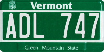 VT license plate ADL747