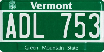 VT license plate ADL753