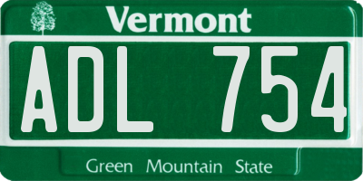 VT license plate ADL754