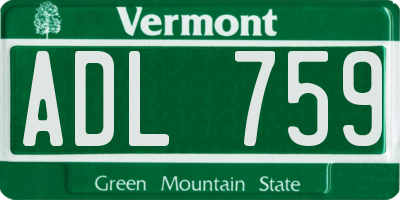 VT license plate ADL759