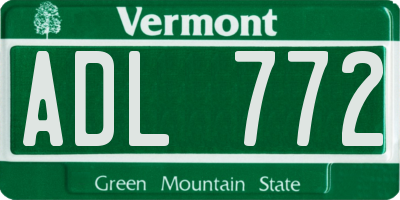 VT license plate ADL772