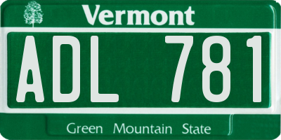 VT license plate ADL781