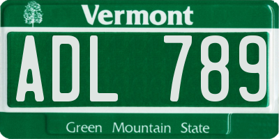 VT license plate ADL789