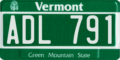 VT license plate ADL791