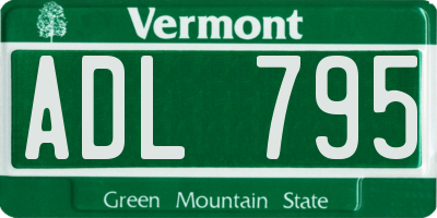 VT license plate ADL795