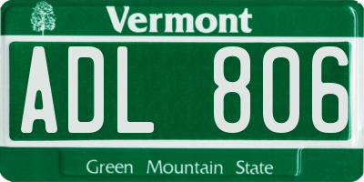 VT license plate ADL806