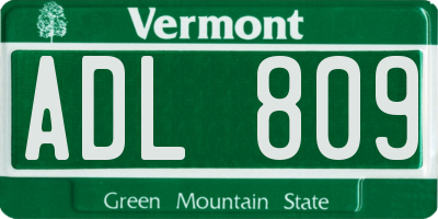 VT license plate ADL809