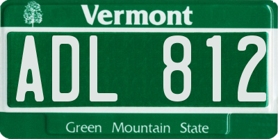 VT license plate ADL812